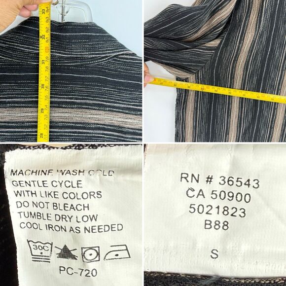 VAN HEUSEN Short Sleeve Cotton Rayon Striped Shirt Men's Size L 16-16.5 - Picture 10 of 11